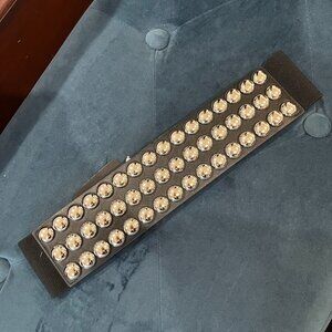 Noir Adjustable Elastic Black Button Belt with Silver Grommets